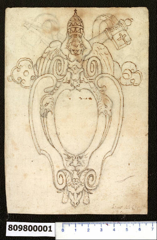 Cartella per arme papale (disegno) di Montano, Giovanni Battista ((?)) (secc. XVI/ XVII)