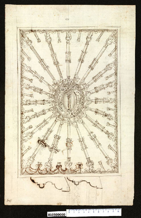 Decorazione per la carrozza del Cardinale Colonna (disegno) - ambito romano (prima metà sec. XVII)