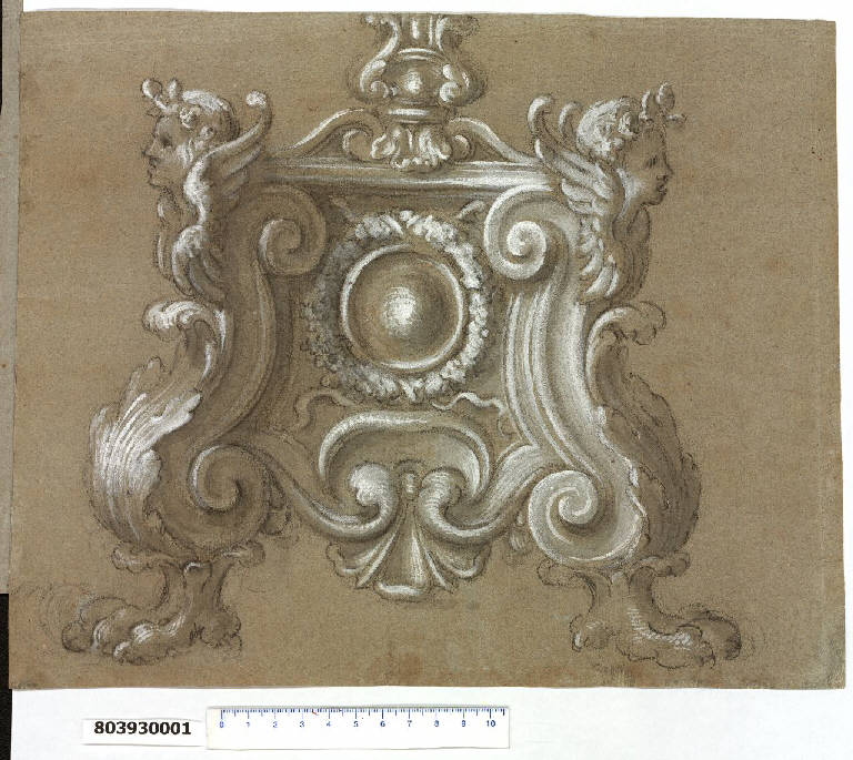 Base di candelabro con braciere (disegno) di Martinelli, Domenico (secc. XVII/ XVIII)