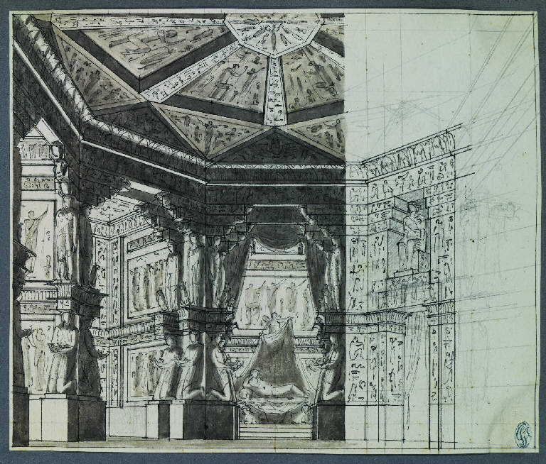 Gabinetto. Alcova chiusa (disegno) di Landriani, Paolo (sec. XIX)