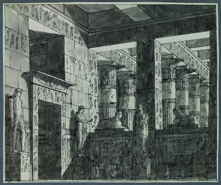 Atrio. Atto IV, scena I (disegno) di Landriani, Paolo (sec. XIX)