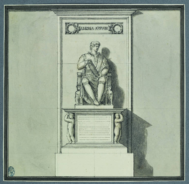 Disegno per il monumento ad Andrea Appiani, 1818-1819 (disegno) di Landriani, Paolo (sec. XIX)