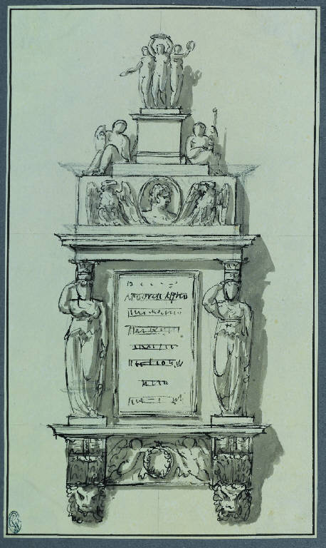 Disegno per il monumento ad Andrea Appiani, 1818-1819 (disegno) di Landriani, Paolo (sec. XIX)