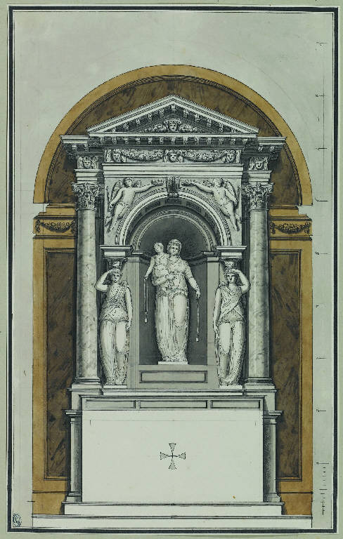 Studio per la Madonna della Cintola (disegno) di Landriani, Paolo (sec. XIX)