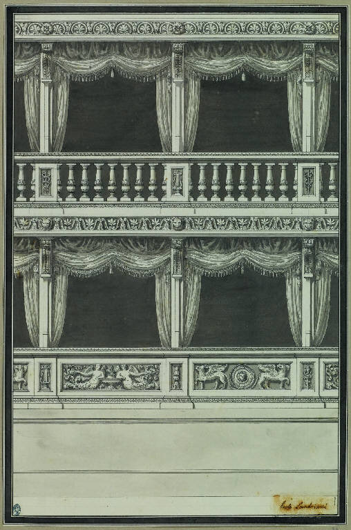Studio per l'arredo interno del Teatro Diurno, 1829 (disegno) di Landriani, Paolo (sec. XIX)