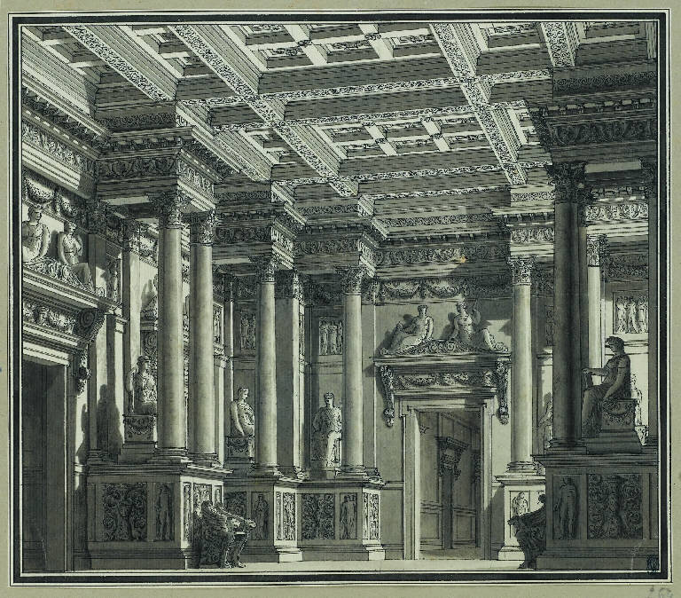Sala d'udienza (disegno) di Landriani, Paolo (sec. XIX)