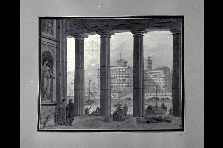 Dogana di mare (disegno) di Landriani, Paolo (sec. XIX)