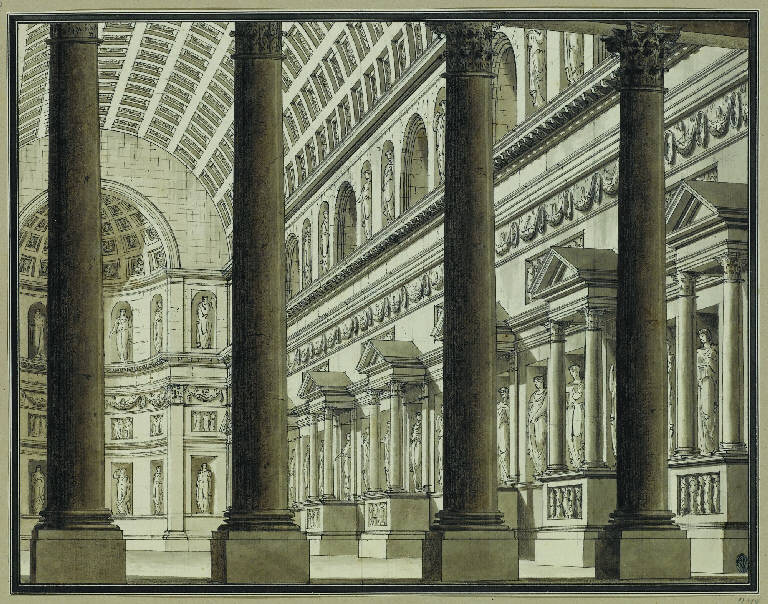 Tempio per Tragedia (disegno) di Landriani, Paolo (sec. XIX)