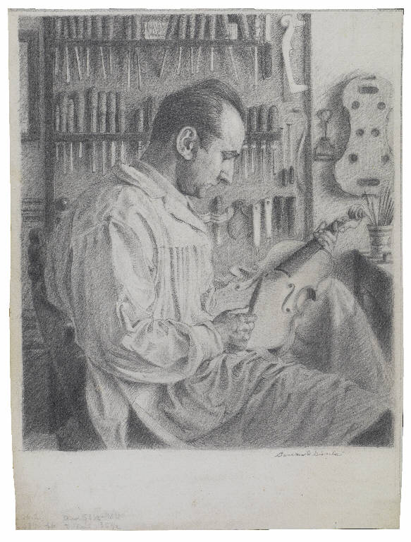 Il liutaio Carlo Bisiach (disegno) di Disertori, Benvenuto Maria (sec. XX)