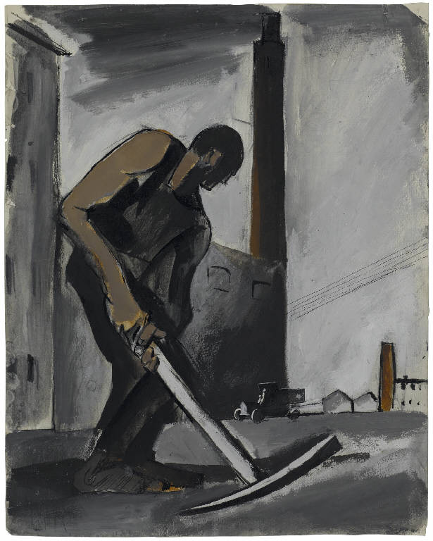 Lavoratore, Ritratto maschile (disegno) di Sironi, Mario (sec. XX)