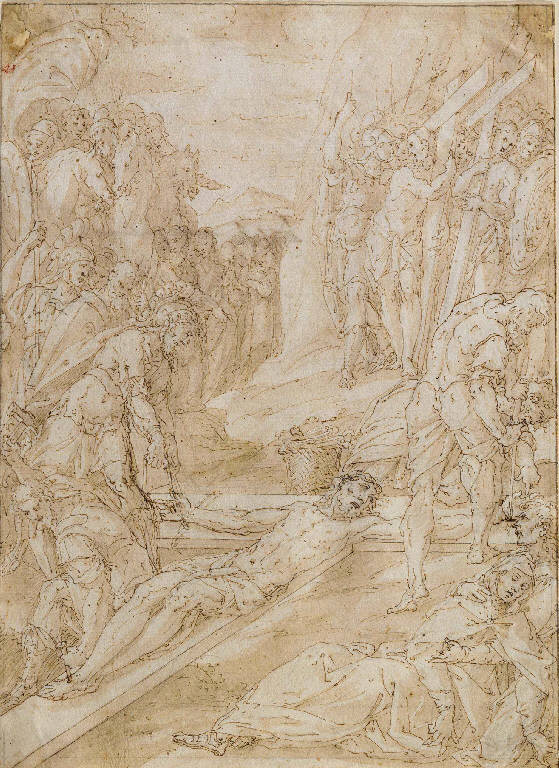 Crocifissione (disegno) di Della Rovere, Giovanni Battista detto Fiammenghino (fine sec. XVI)