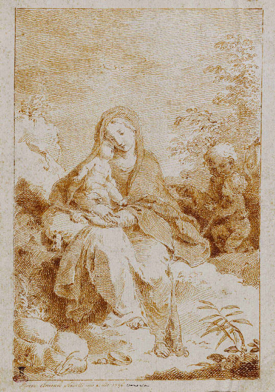 Sacra famiglia con San Giovannino (disegno) di Novelli, Pietro Antonio (sec. XVIII)