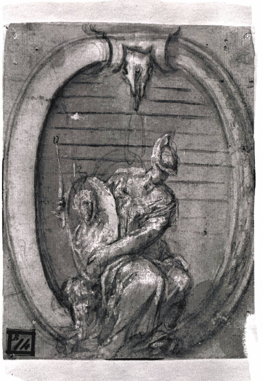 Atena entro ovale (disegno) - ambito lombardo-veneto (fine/inizio secc. XVII/ XVIII)