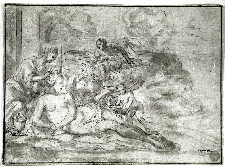 Abbigliamento di Venere (disegno) di Zanchi Antonio (maniera) (fine/inizio secc. XVII/ XVIII)