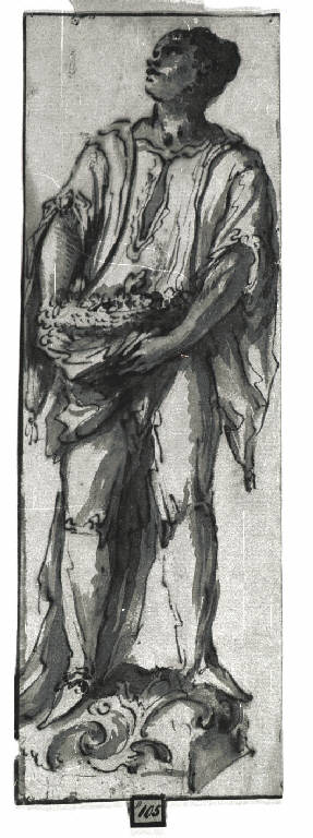 Figura maschile nera con cesto (disegno) - ambito veneto (metà sec. XVIII)