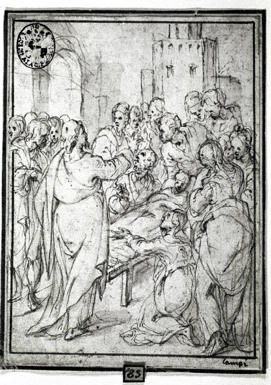 Cristo resuscita il figlio della vedova di Naim (disegno) di Urbino Carlo (attr.) (terzo quarto sec. XVI)