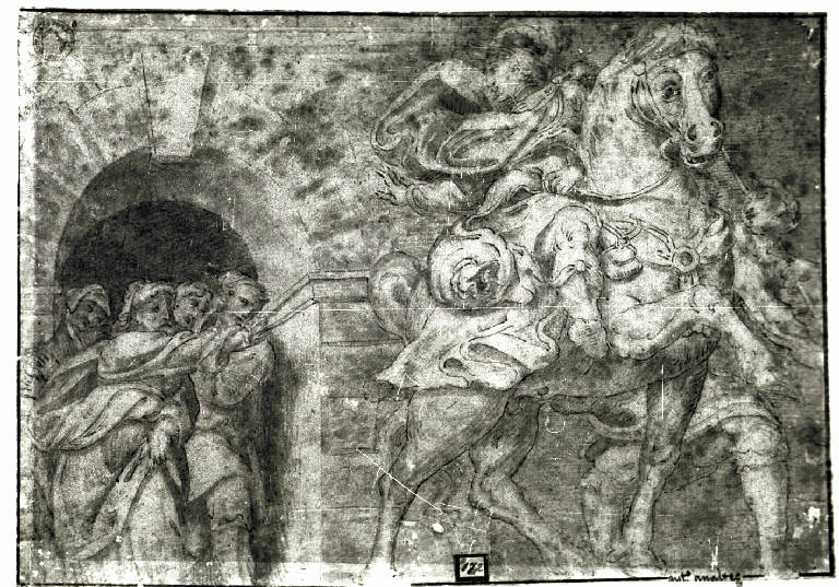 Partenza di un cavaliere (disegno) - ambito cremonese (secondo quarto sec. XVI)