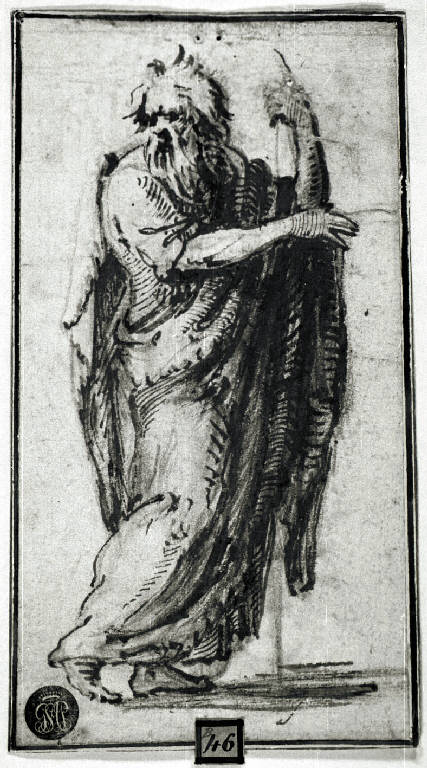 Figure di profeta (disegno) di Campi Giulio (maniera) (secondo quarto sec. XVI)