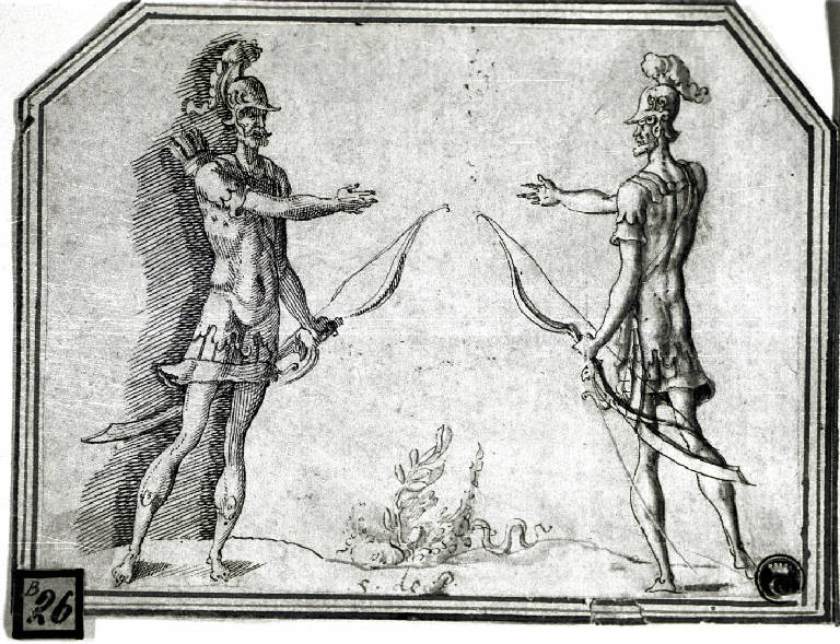 Figure di arceri (disegno) - ambito di Fontainebleau (metà sec. XVI)