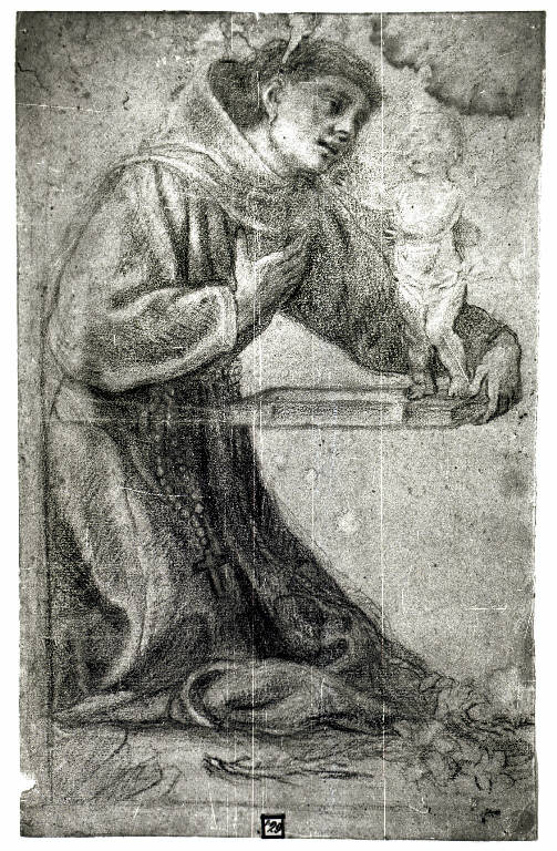 Sant'Antonio da Padova con Gesù Bambino (disegno) - ambito lombardo-veneto (metà sec. XVII)
