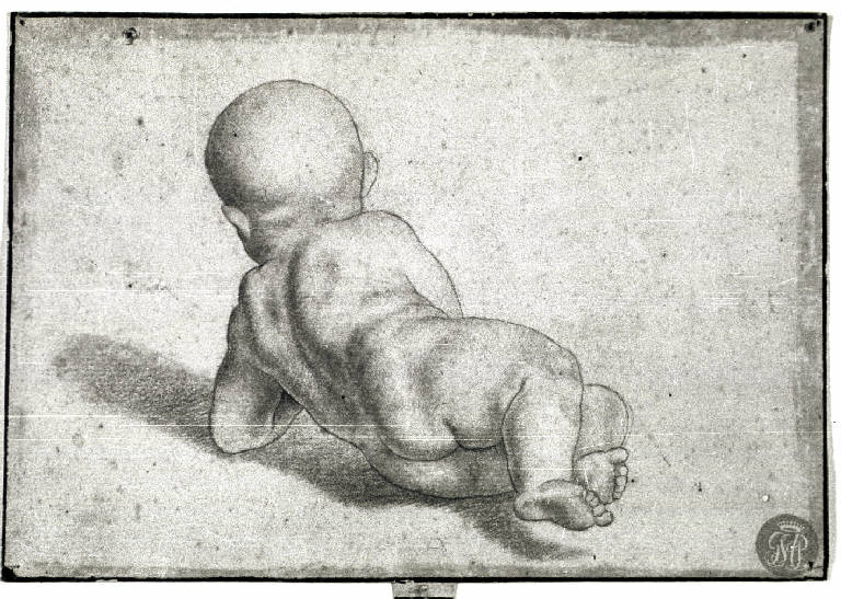 Bambino semisdraiato di schiena (disegno) - ambito lombardo (prima metà sec. XVI)