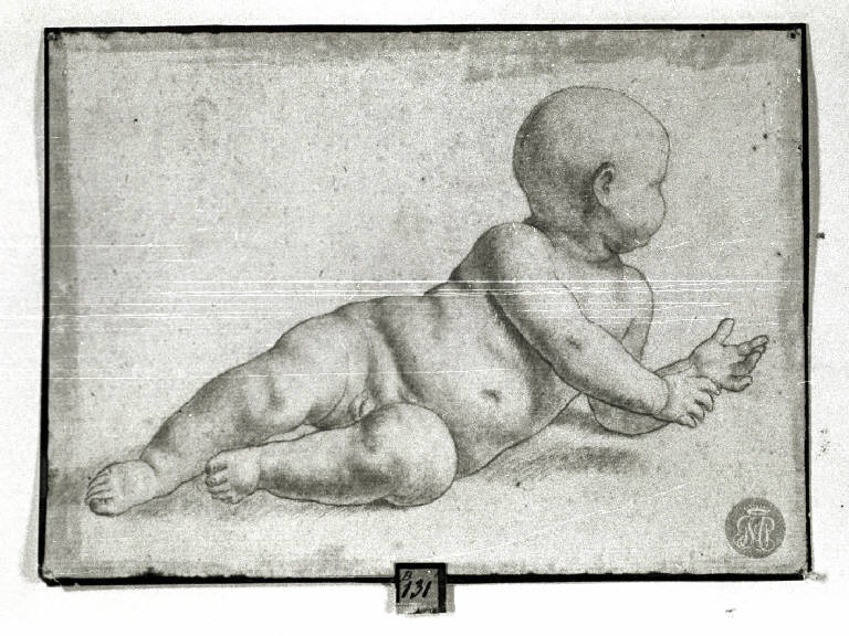 Bambino semisdraiato (disegno) - ambito lombardo (prima metà sec. XVI)