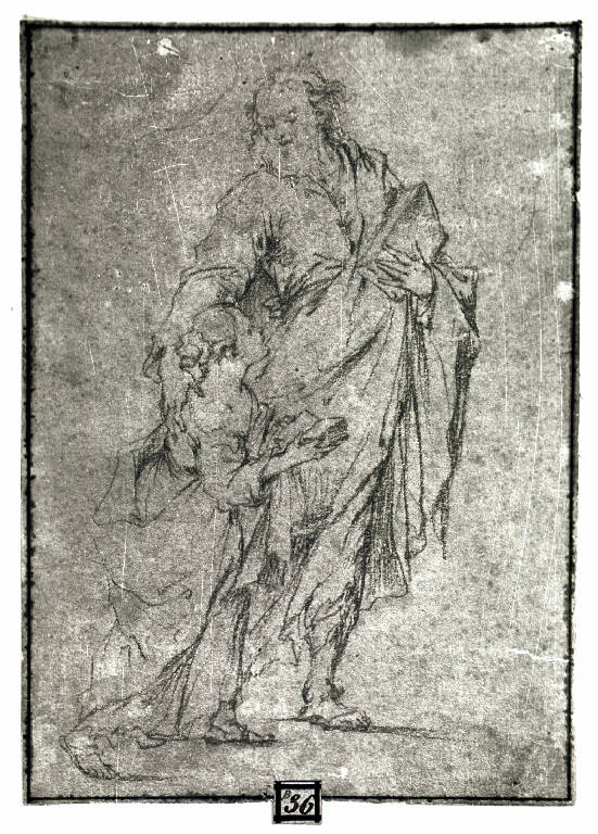 San Gioacchino con Maria Vergine bambina (disegno) - ambito romano (seconda metà sec. XVII)
