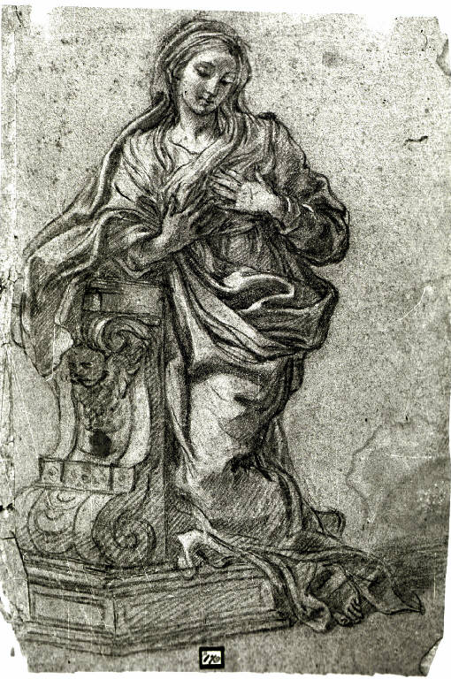 Madonna annunciata (disegno) - ambito romano (metà sec. XVII)