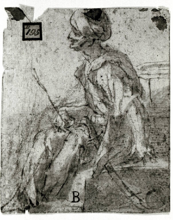 Figura maschile con turbante (disegno) - ambito veneto (seconda metà sec. XVII)
