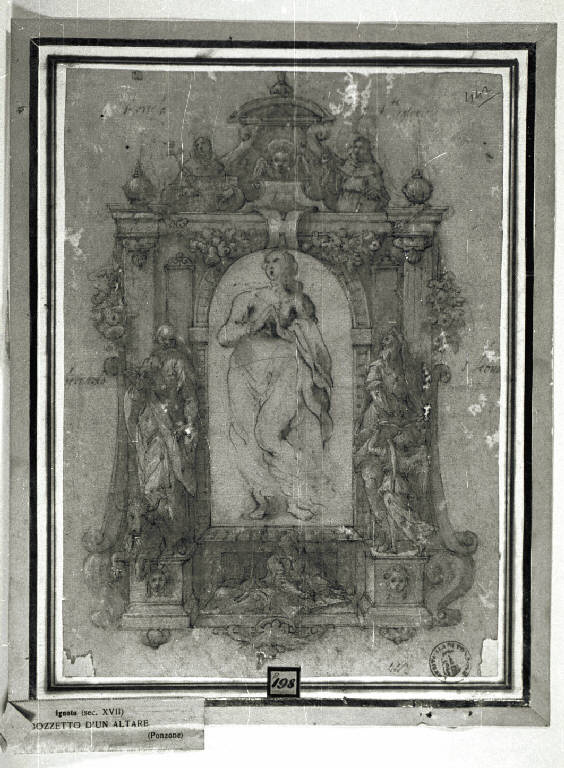 Dossale d'altare (disegno) - ambito centro-italiano (ultimo quarto sec. XVI)