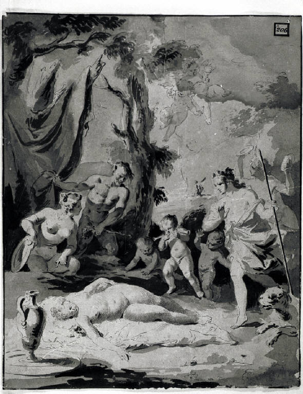 Arianna risvegliata da Bacco (disegno) - ambito veneto (fine sec. XVIII)