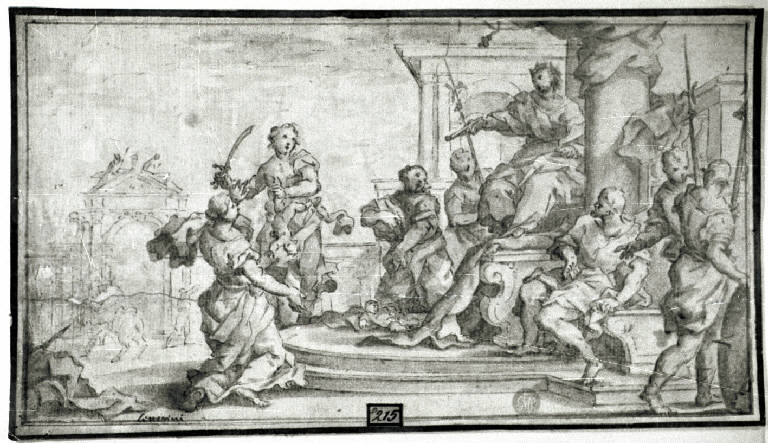 Giudizio di Salomone (disegno) di Litterini Bartolomeo (attr.) (prima metà sec. XVIII)
