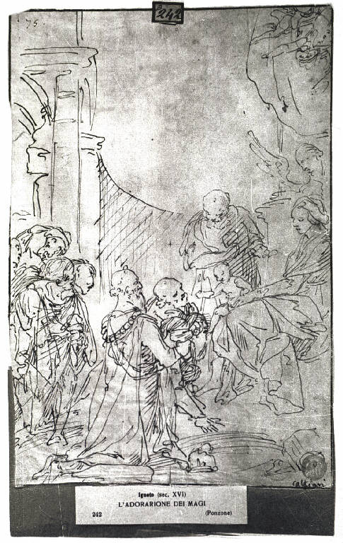 Adorazione dei Magi (disegno) di Rovere Giovanni Battista della detto Fiamminghino (attr.) (inizio sec. XVII)