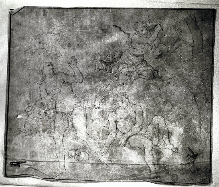 Cacciata di Adamo ed Eva dal Paradiso terrestre (disegno) - ambito romano (fine sec. XVII)