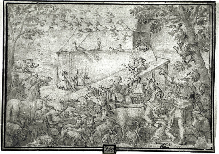 Noè e gli animali entrano nell'Arca (disegno) - ambito fiammingo (seconda metà sec. XVI)