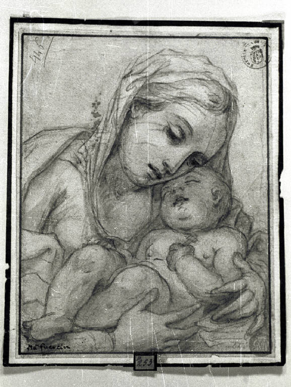 Madonna con Bambino (disegno) - ambito bolognese (terzo quarto sec. XVII)