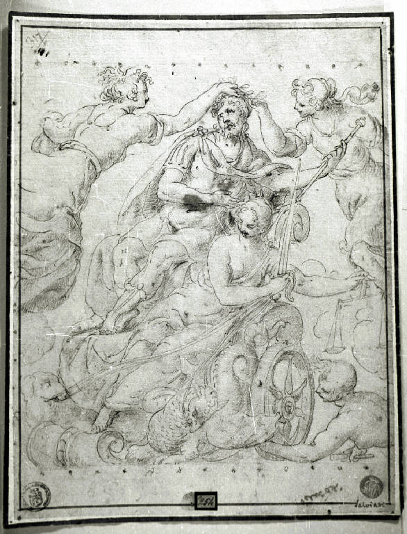 Allegoria della Giustizia con guerriero (disegno) - ambito veneto (inizio sec. XVII)