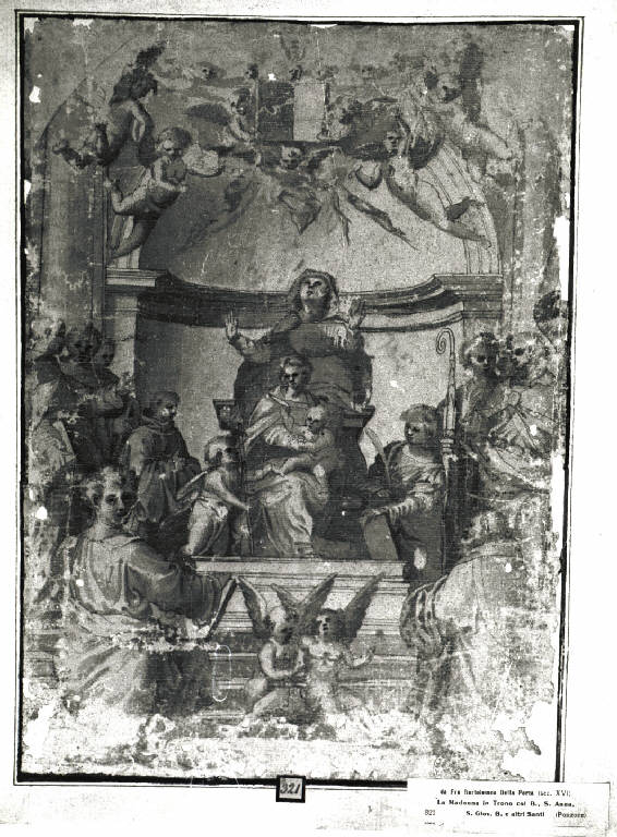 Madonna in trono con Santi (disegno) - ambito italiano (prima metà sec. XVI)
