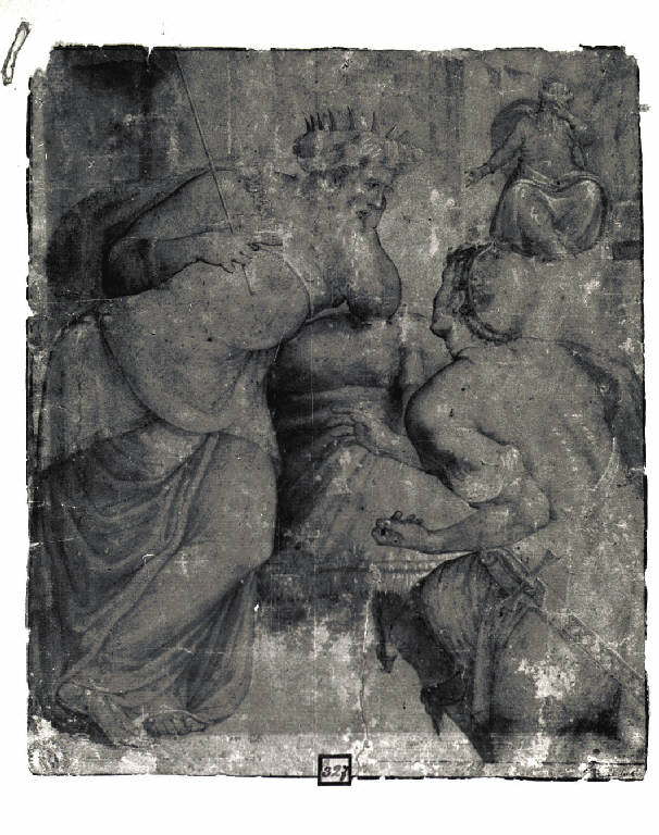 David riceve l'annuncio della morte di Assalonne (disegno) - ambito italiano (metà sec. XVI)