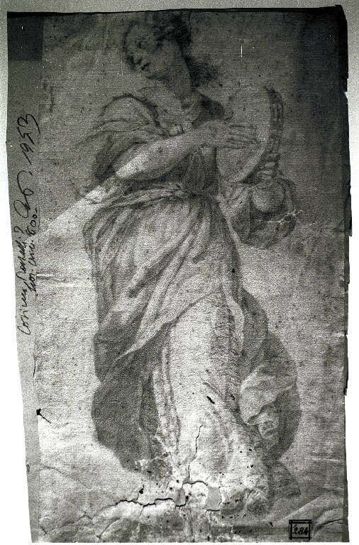 Fanciulla con tamburello (disegno) - ambito fiorentino (prima metà sec. XVII)