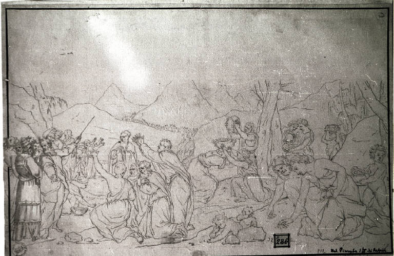 Raccolta della manna (disegno) - ambito italiano (fine/inizio secc. XVIII/ XIX)
