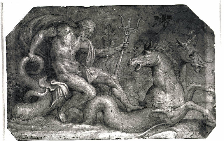 Nettuno sul suo carro come re del mare (disegno) di Campi Bernardino (sec. XVI)