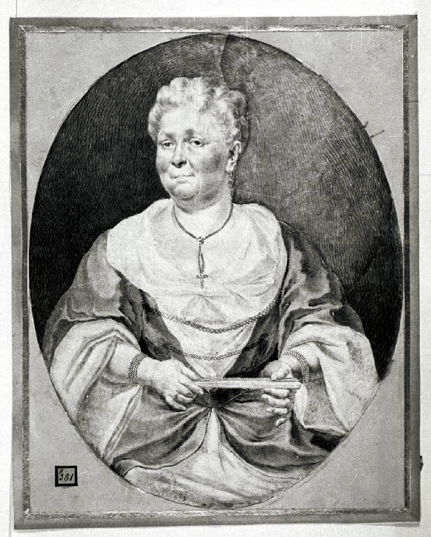 Ritratto femminile con ventaglio (disegno) - ambito lombardo (seconda metà sec. XVIII)