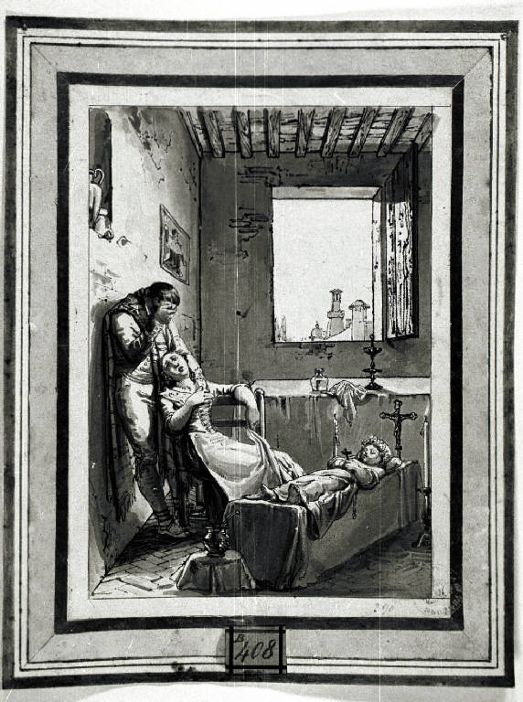 Genitori piangono la morte del figlio (disegno) di Gallina Gallo (attr.) (prima metà sec. XIX)