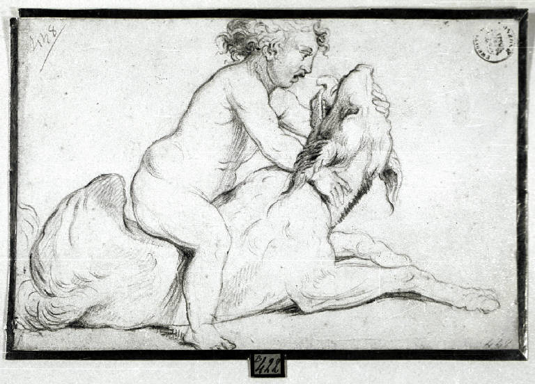 Fanciullo con cane (disegno) - ambito lombardo (prima metà sec. XIX)
