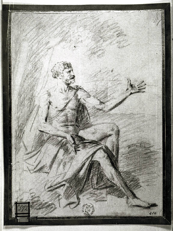 Figura virile seduta (disegno) - ambito neoclassico (fine sec. XVIII)