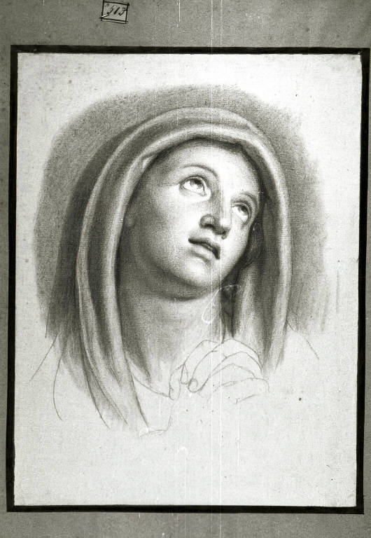 Testa di donna orante (disegno) di Diotti Giuseppe (scuola) (secondo quarto sec. XIX)