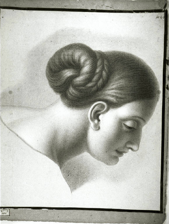 Testa di donna (disegno) di Diotti Giuseppe (scuola) (sec. XIX)