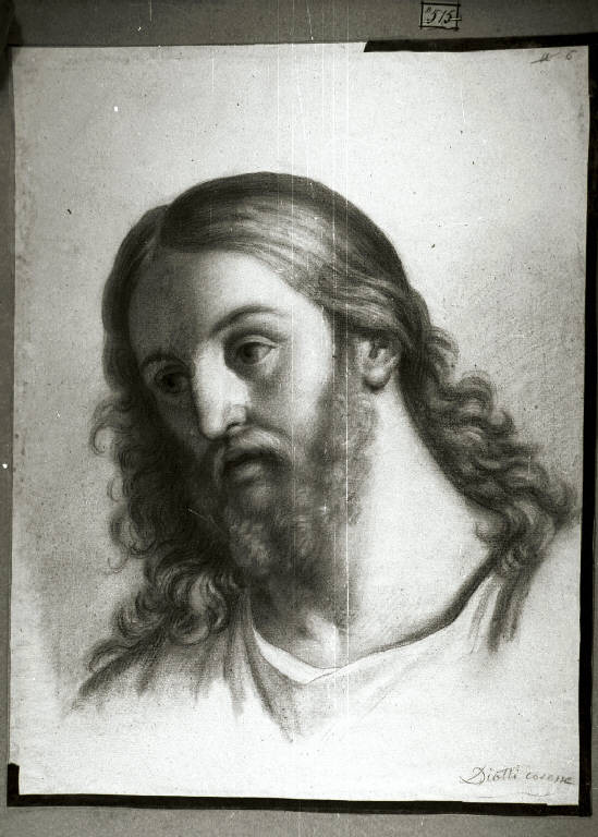 Testa di Cristo (disegno) di Diotti Giuseppe (scuola) (sec. XIX)