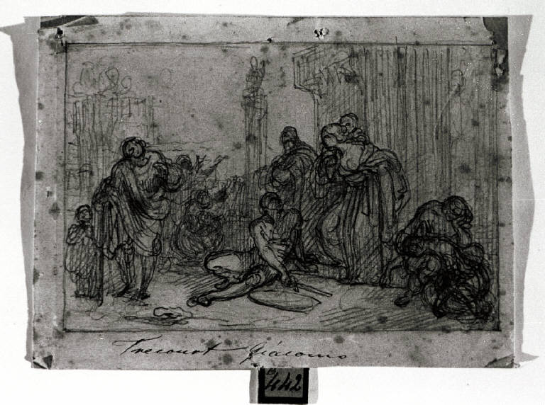 Morte di un guerriero (disegno) di Trecourt Giacomo (secondo quarto sec. XIX)